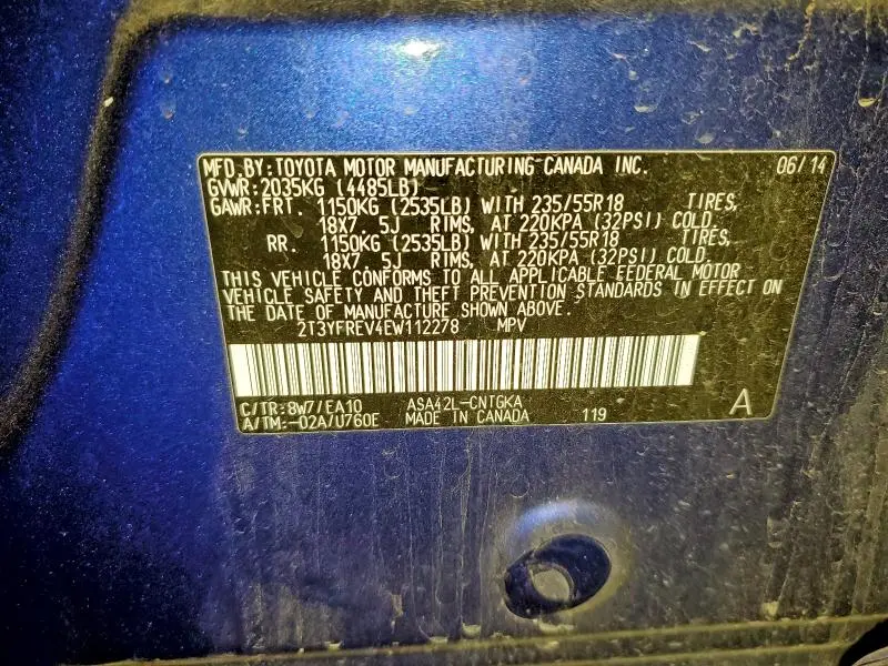 2014 TOYOTA RAV4 LIMITED  