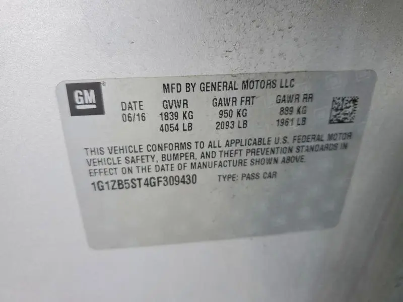 2016 CHEVROLET MALIBU LS  