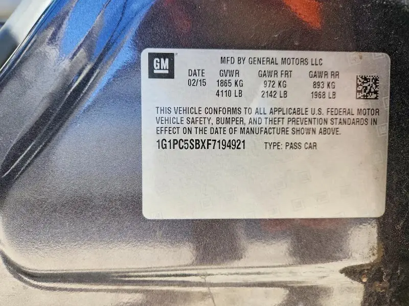 2015 CHEVROLET CRUZE LT  