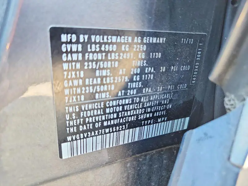 2014 VOLKSWAGEN TIGUAN S  