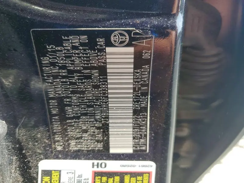 2015 TOYOTA COROLLA S PLUS  