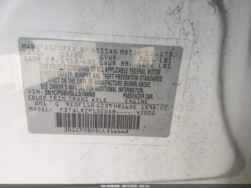 2020 NISSAN KICKS S XTRONIC CVT