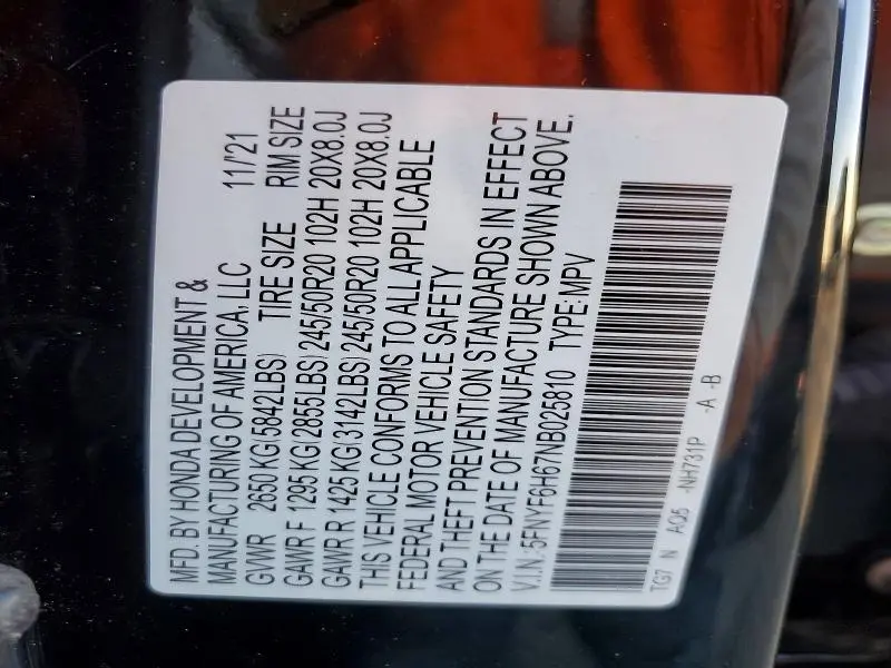 2022 HONDA PILOT TOURING  