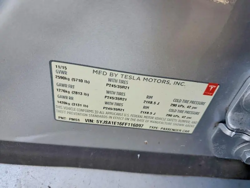 2015 TESLA MODEL S   