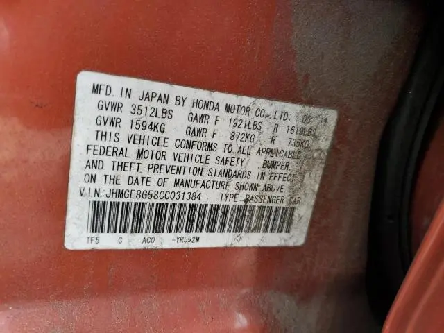 2012 HONDA FIT SPORT