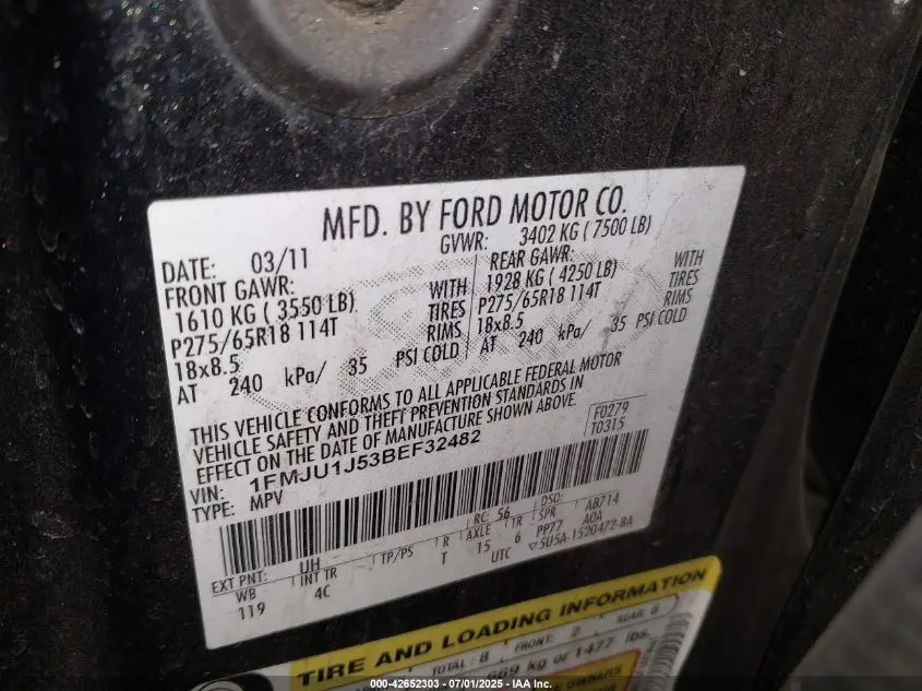 2011 FORD EXPEDITION XLT