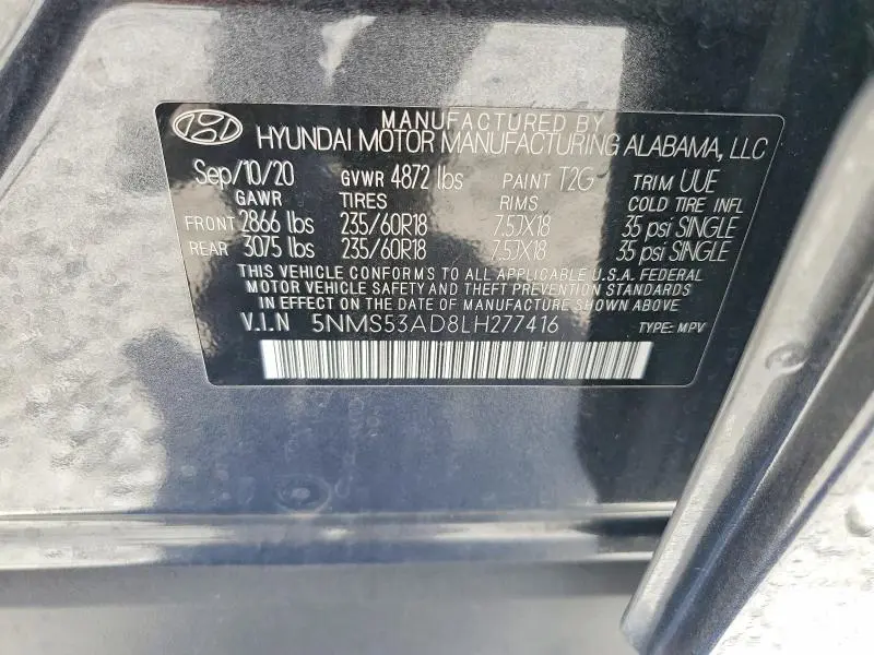 2020 HYUNDAI SANTA FE LIMITED  