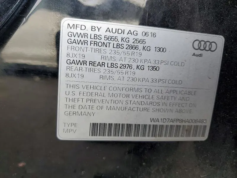 2017 AUDI Q5 PREMIUM PLUS S-LINE  