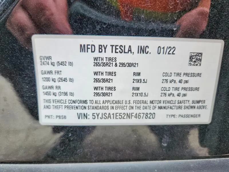 2022 TESLA MODEL S   