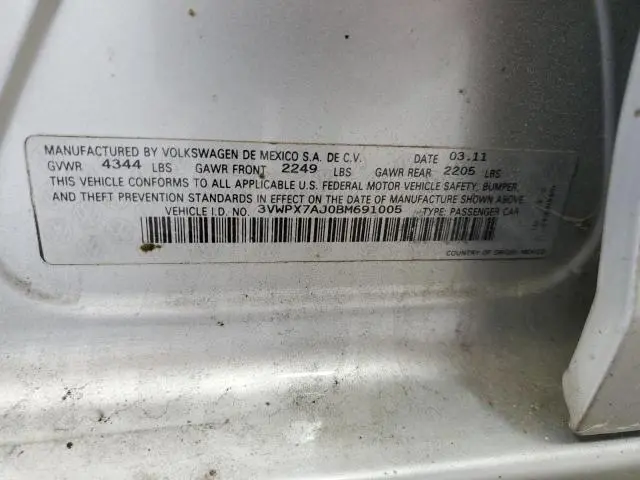 2011 VOLKSWAGEN JETTA S  
