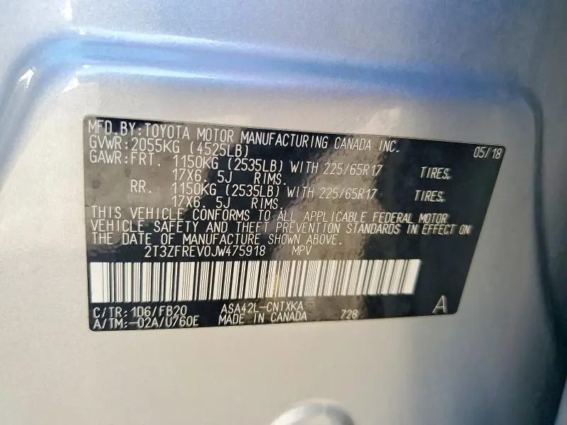 2018 TOYOTA RAV4 LE  