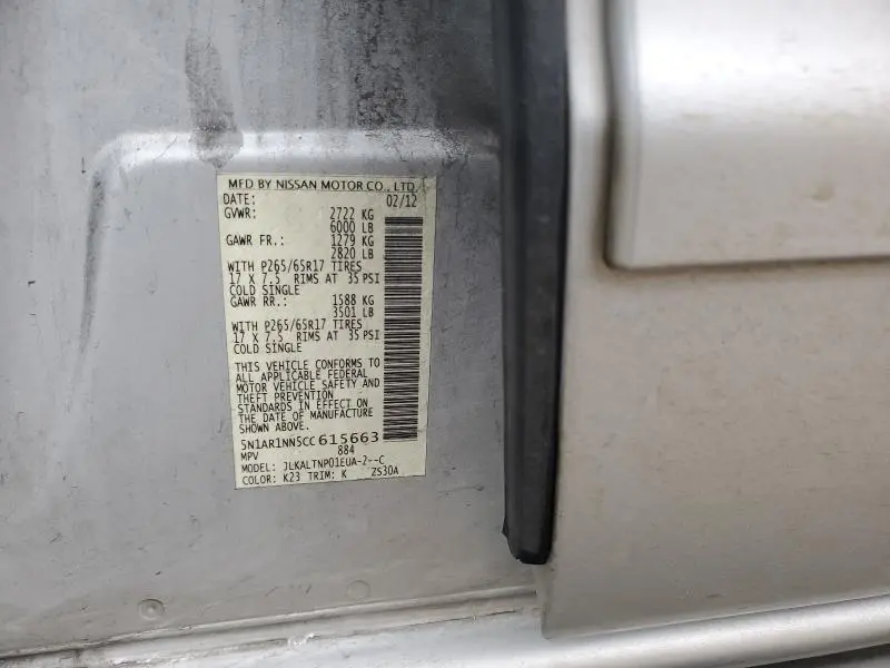 2012 NISSAN PATHFINDER S  