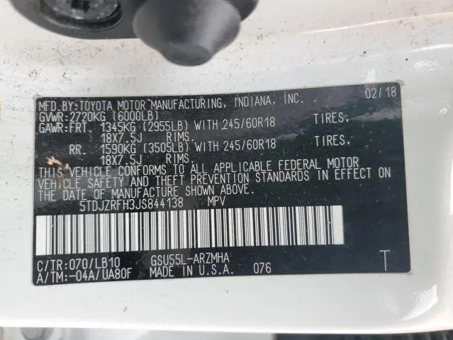 2018 TOYOTA HIGHLANDER SE