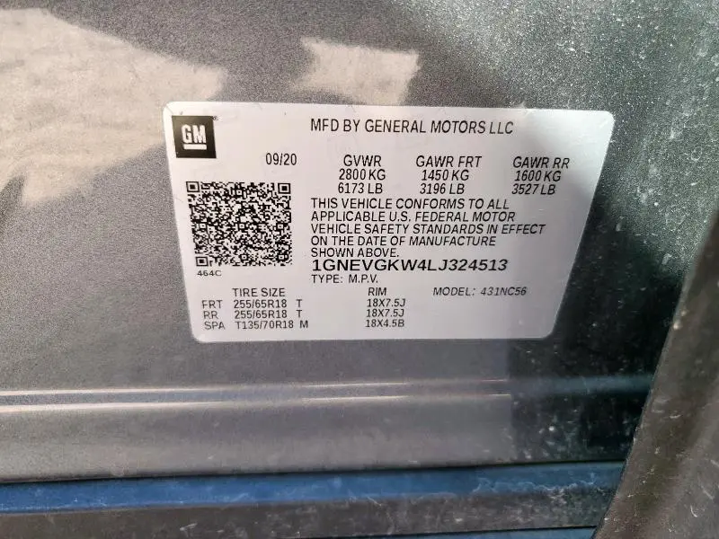 2020 CHEVROLET TRAVERSE LT  