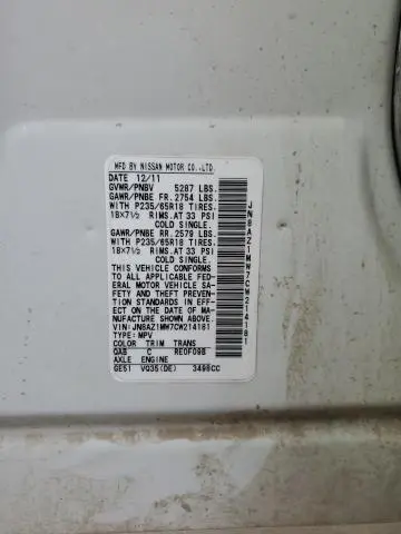 2012 NISSAN MURANO S  