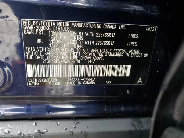 2021 TOYOTA RAV4 XLE  