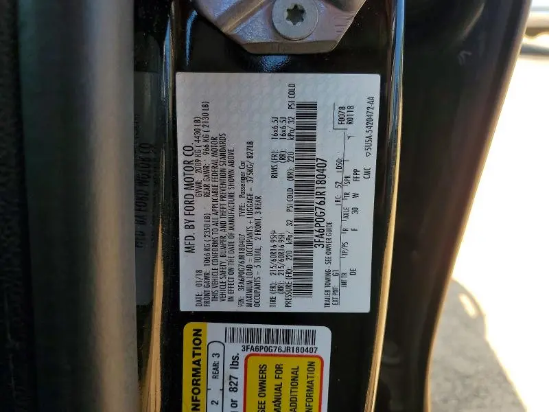 2018 FORD FUSION S  