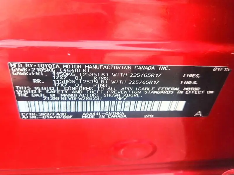 2015 TOYOTA RAV4 XLE  