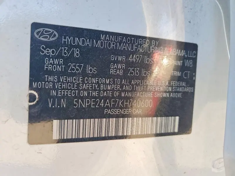 2019 HYUNDAI SONATA SE  