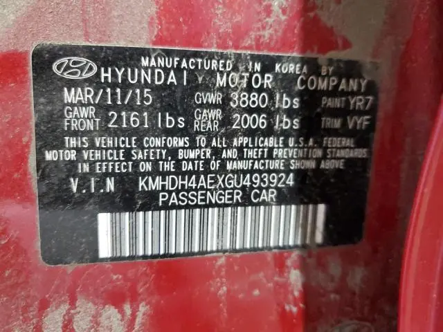 2016 HYUNDAI ELANTRA SE  