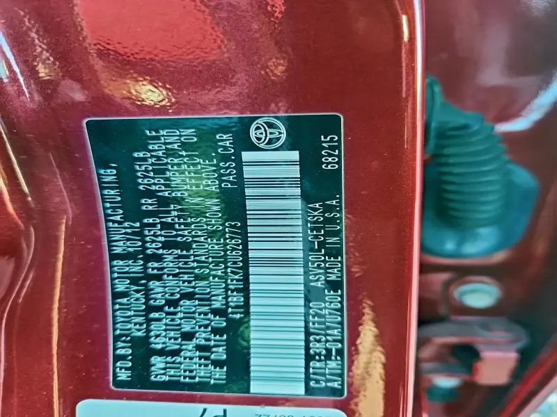 2012 TOYOTA CAMRY BASE  