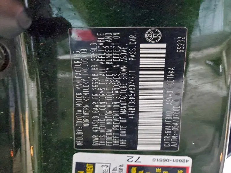 2010 TOYOTA CAMRY BASE  