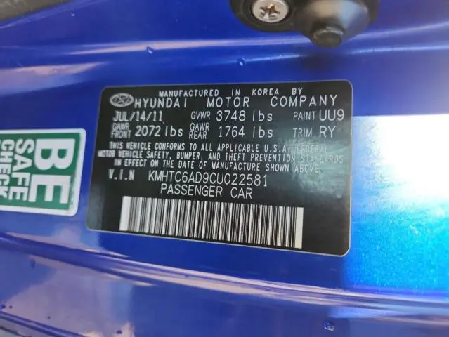 2012 HYUNDAI VELOSTER   