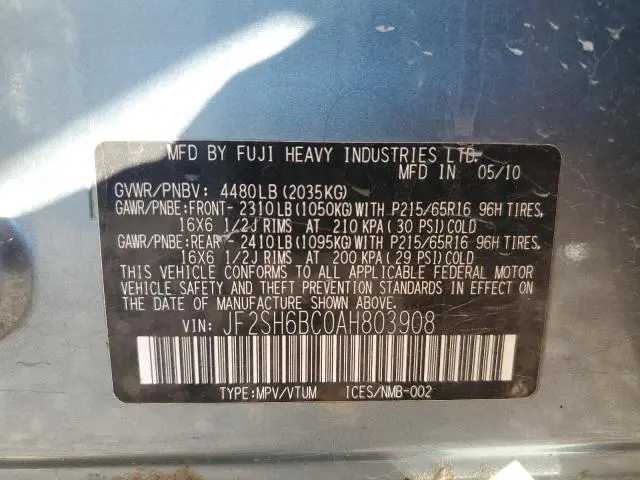 2010 SUBARU FORESTER XS  