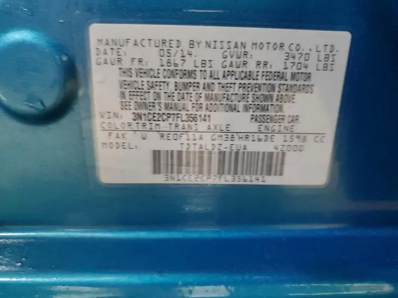 2015 NISSAN VERSA NOTE S  