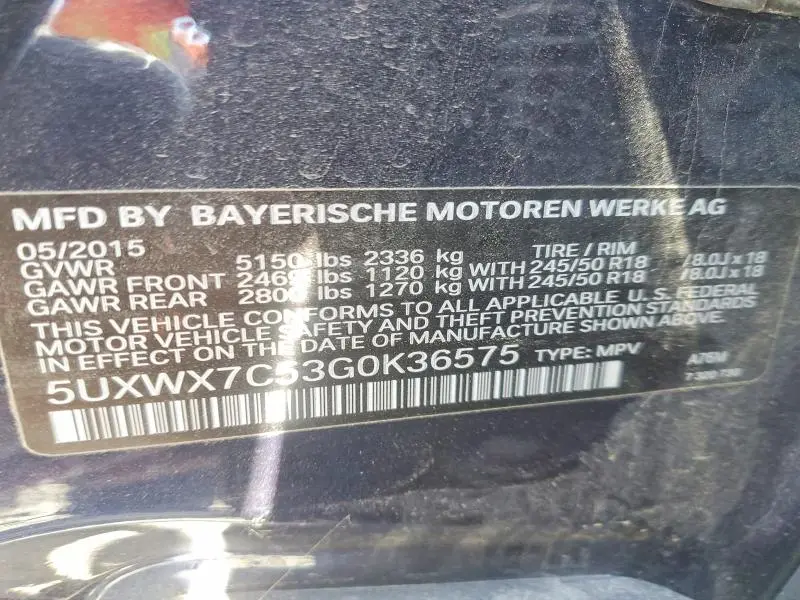 2016 BMW X3 XDRIVE35I  