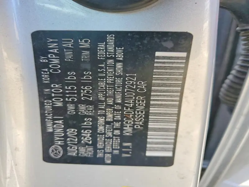 2010 HYUNDAI GENESIS 4.6L  
