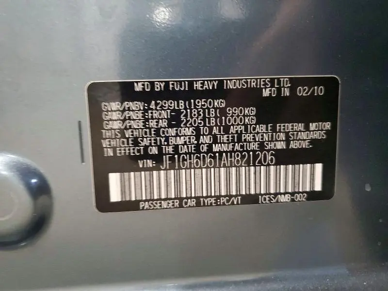2010 SUBARU IMPREZA OUTBACK SPORT  