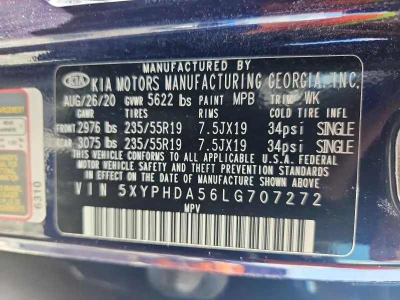 2020 KIA SORENTO EX V6  