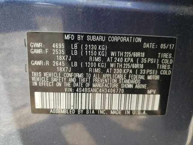 2017 SUBARU OUTBACK 2.5I LIMITED  