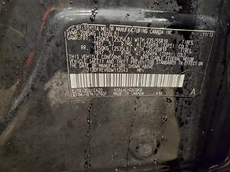 2013 TOYOTA RAV4 LIMITED  