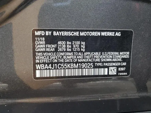 2019 BMW 430I GRAN COUPE  