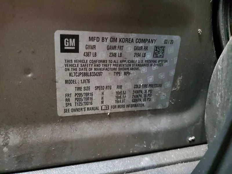 2020 CHEVROLET TRAX 1LT  