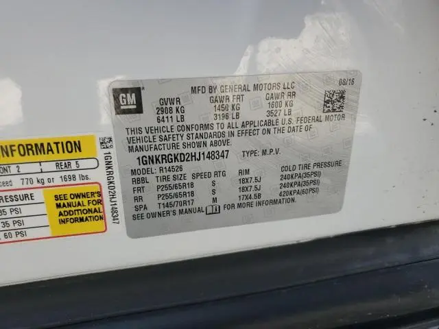 2017 CHEVROLET TRAVERSE LT  