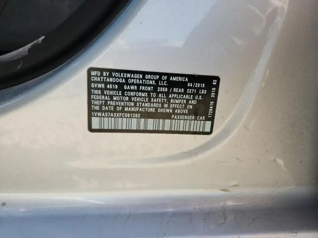 2015 VOLKSWAGEN PASSAT S  