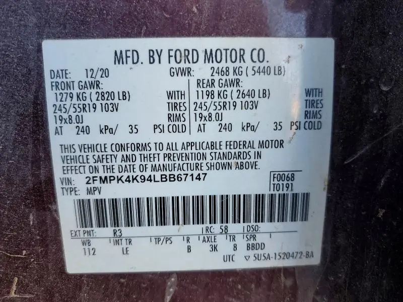 2020 FORD EDGE TITANIUM  