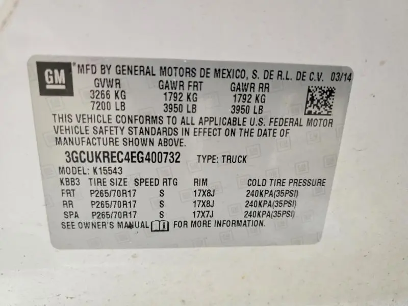 2014 CHEVROLET SILVERADO K1500 LT  