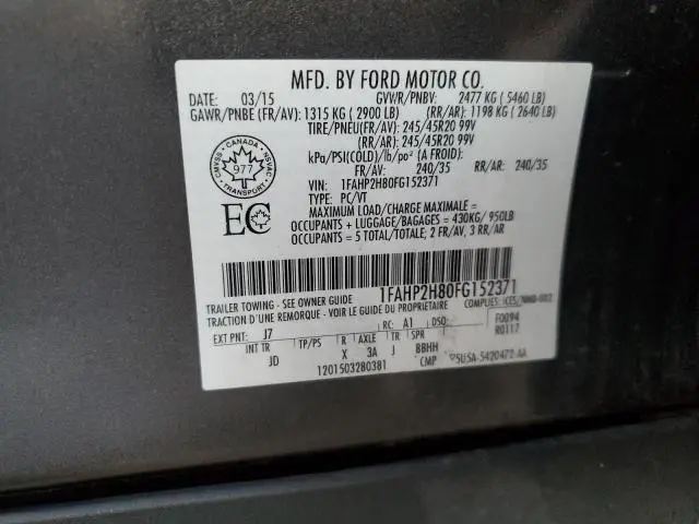 2015 FORD TAURUS SEL  