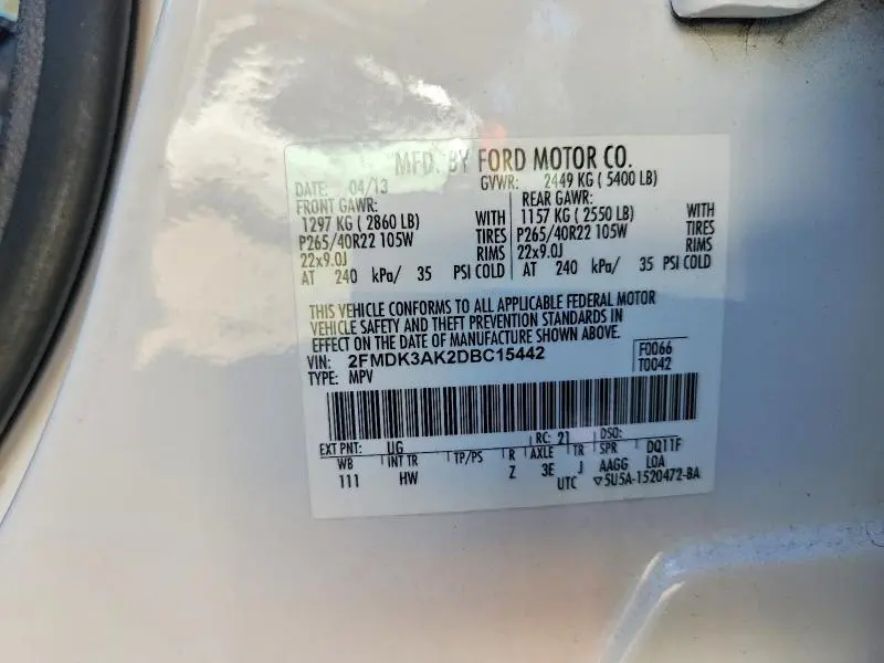 2013 FORD EDGE SPORT  