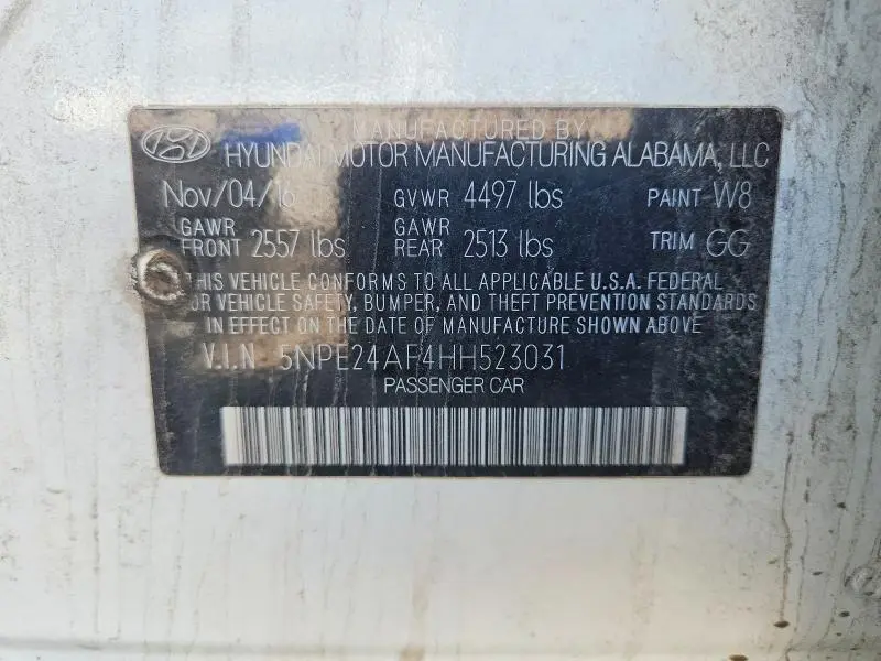 2017 HYUNDAI SONATA SE  