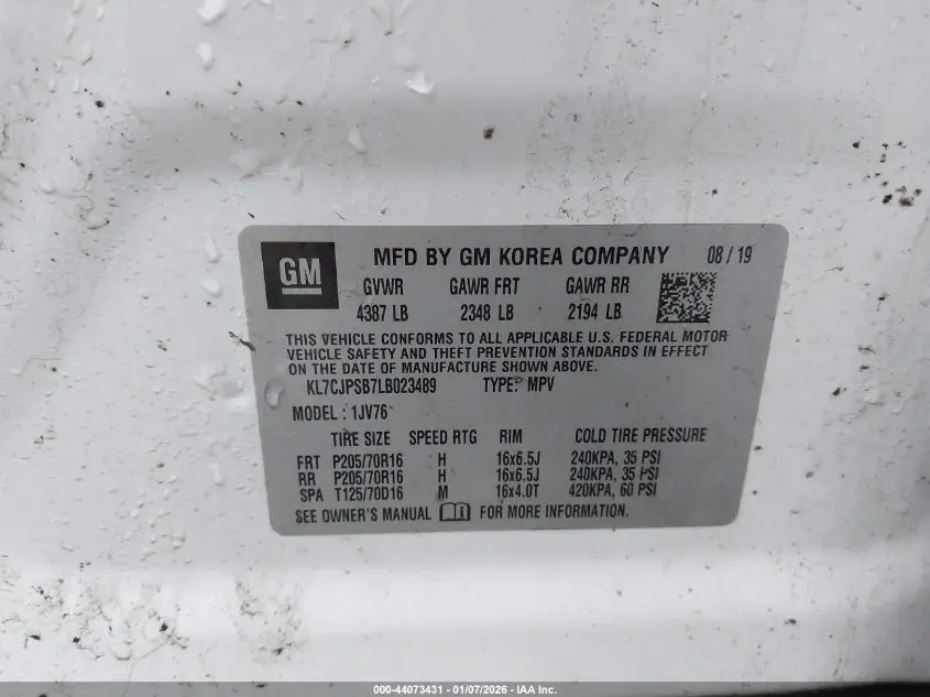 2020 CHEVROLET TRAX AWD LT