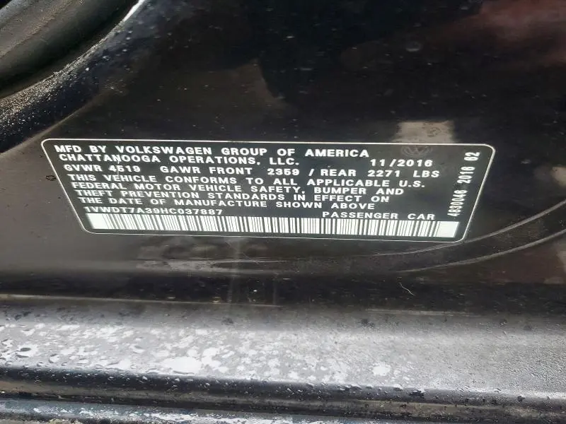 2017 VOLKSWAGEN PASSAT R-LINE  