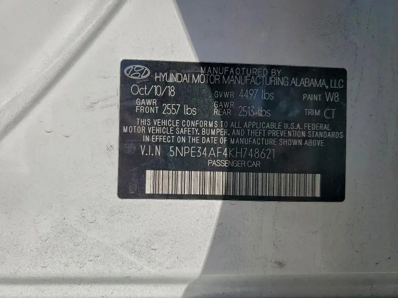 2019 HYUNDAI SONATA LIMITED  