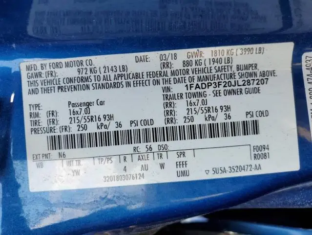2018 FORD FOCUS SE  
