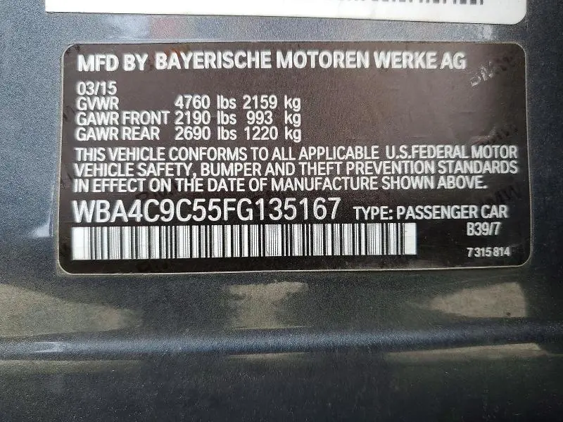 2015 BMW 428 XI GRAN COUPE SULEV  