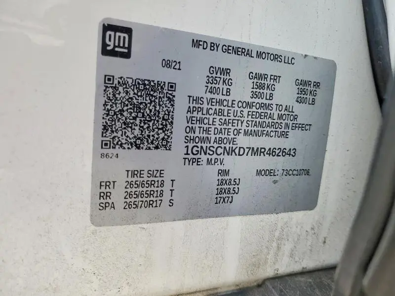 2021 CHEVROLET TAHOE C1500 LT  